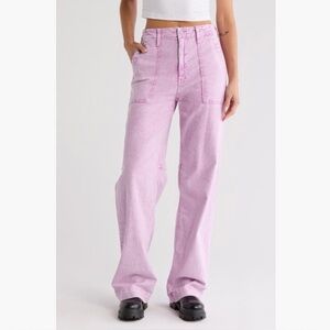 Mother NWT High Waist Patch Pocket Spinner Heel Pants Purple Utility NEW